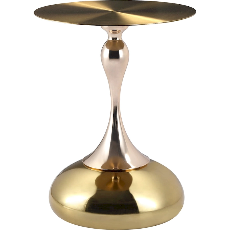 Savoy 18-Inch Round Side Table in Gold Stainless-Steel End Table with a Round Pedestal base