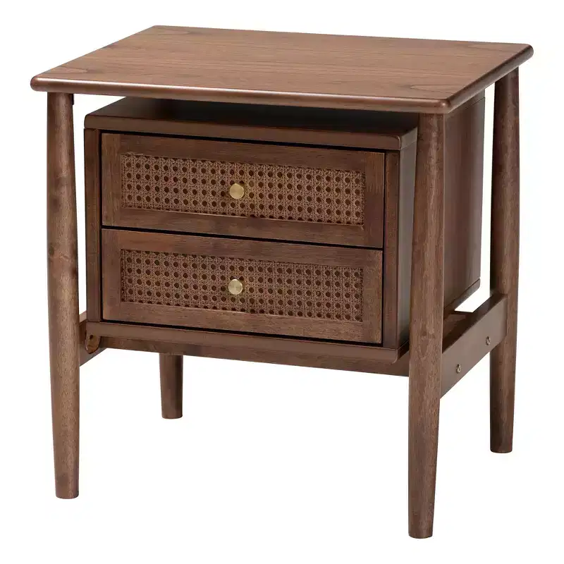 Baxton Studio Alyssa Japandi Walnut Brown Wood 4-Piece Bedroom Set