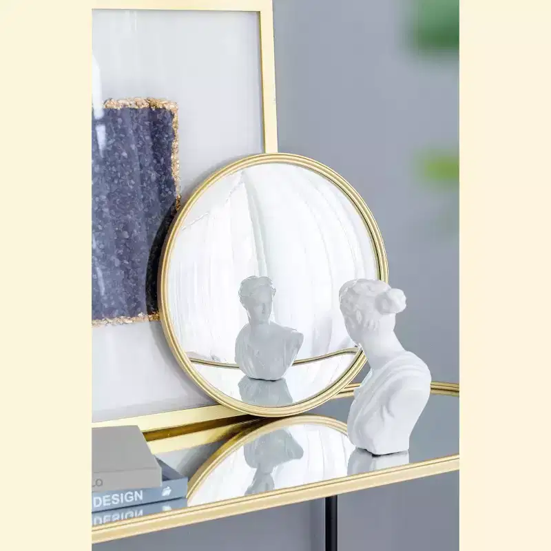 Gold Round Convex Wall Mirror, 1-Piece