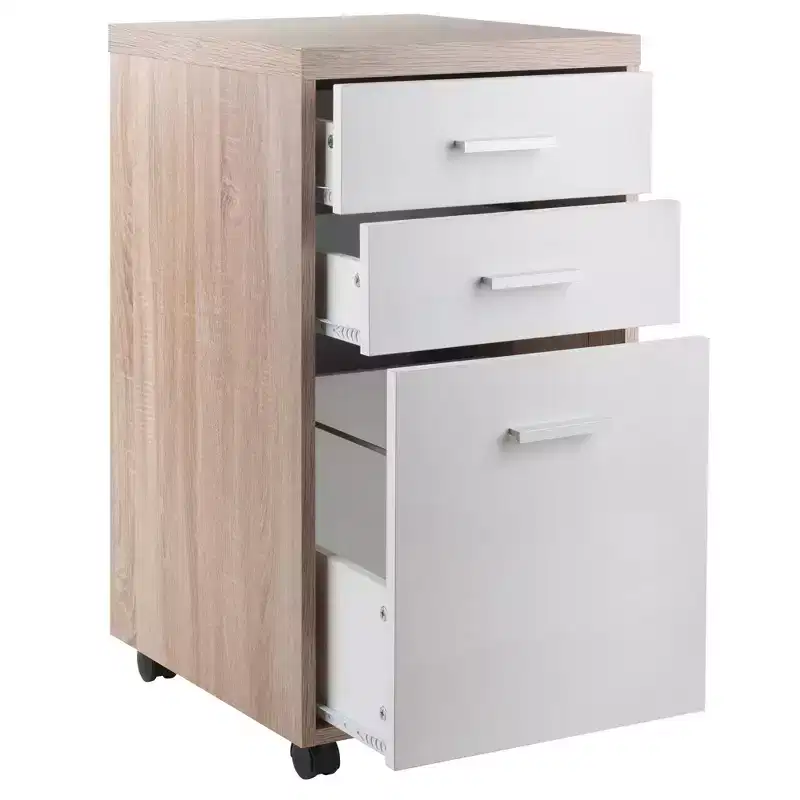 3pc Kenner Set Modular Desk with 2 Drawer & 3 Shelves Reclaimed Wood - Winsome
