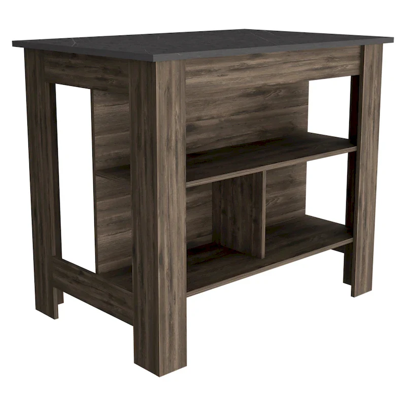 3-Shelf Wooden Casual Kitchen Island