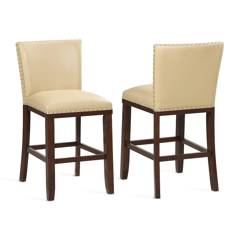 Toledo Wood and Faux Leather Bar Stools (Set of 2) by Greyson Living