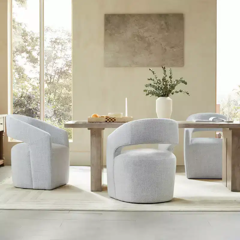 Spruce&Spring Modern Barrel Dining Chair with Caster & Open Back No Assembly Anywhere Chair