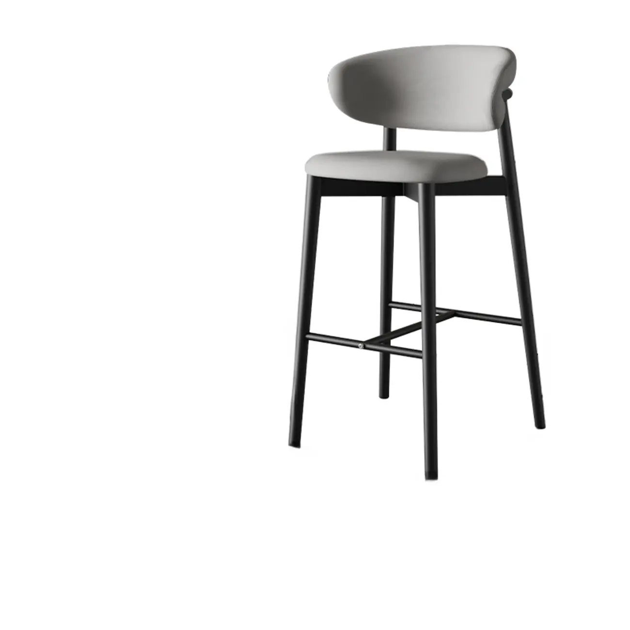 Art Deco Low Back Counter Height Leather Bar Stool