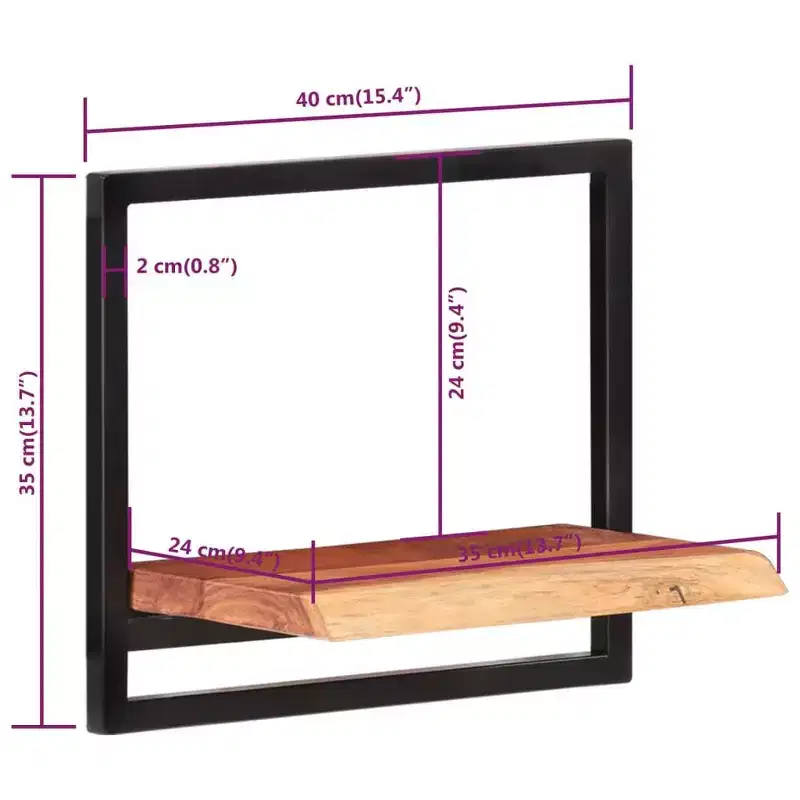 vidaXL Wall Shelf Set Set of 5 Acacia wood brown and black