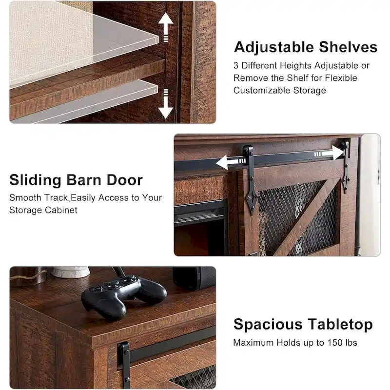 Farmhouse Fireplace TV Stand, Entertainment Center, TV Console