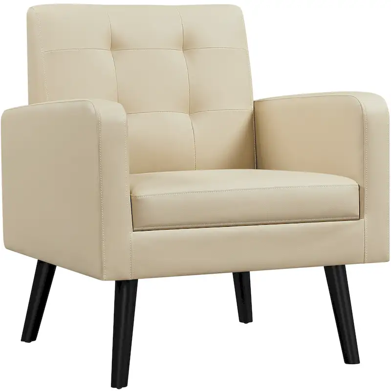 Yaheetech Modern Faux Leather Tufted Accent Chair with Solid Wood Legs - 28.52933