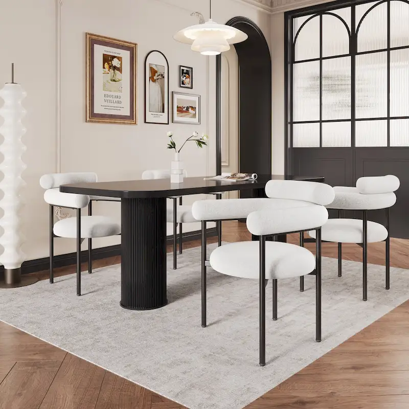 Modern Fabric Dining Chairs with Metal Legs - Set of 2/4, Upholstered Arm Chairs, 265 lbs Capacity