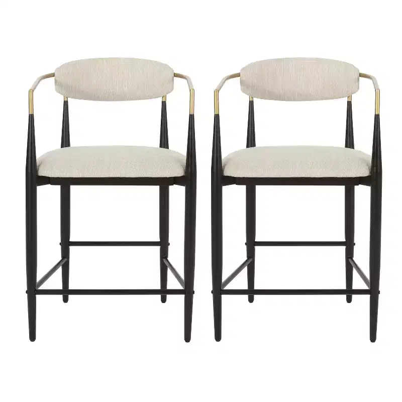 Christopher Knight Home Alger Modern Fabric Upholstered Iron 25 Inch Counter Stools (Set of 2)