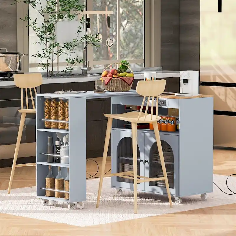 Rolling Kitchen Island With Extended Table,Kitchen Island on Wheels