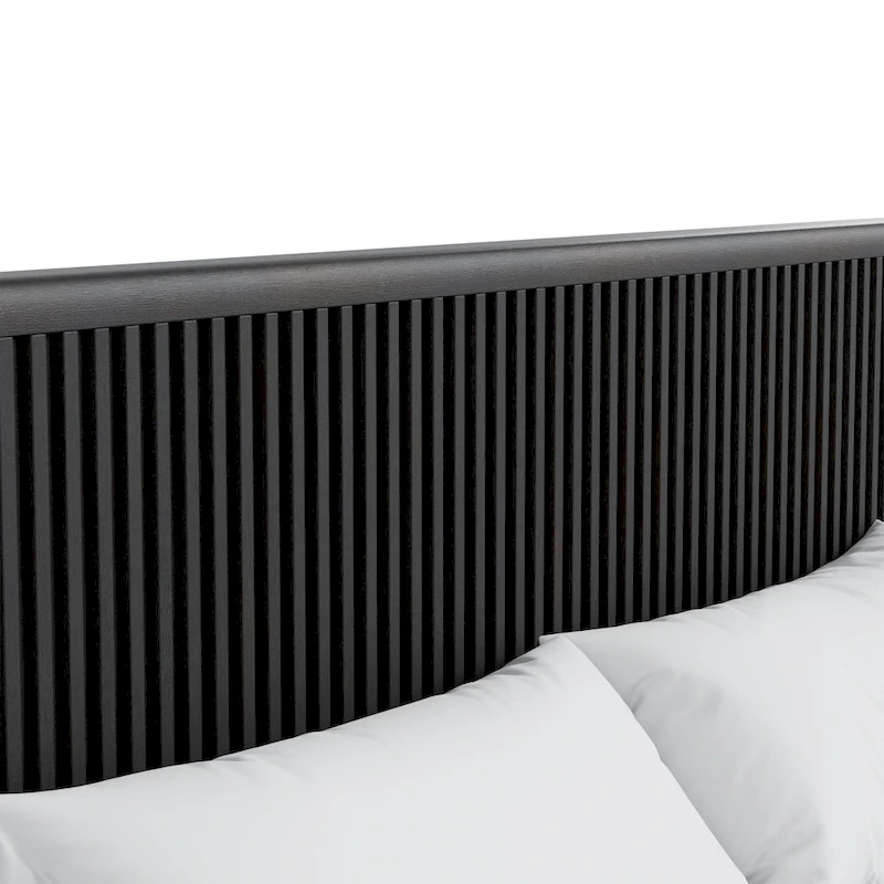Furniture of America Caelan I Modern Black Solid Wood Fluted Panel Bed