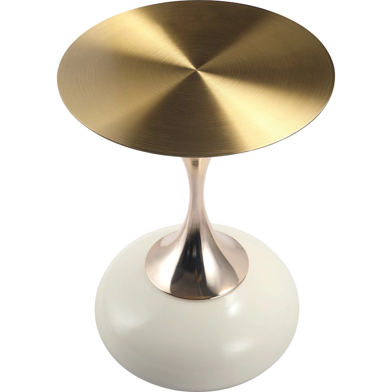 Savoy 18-Inch Round Side Table in Gold Stainless-Steel End Table with a Round Pedestal base