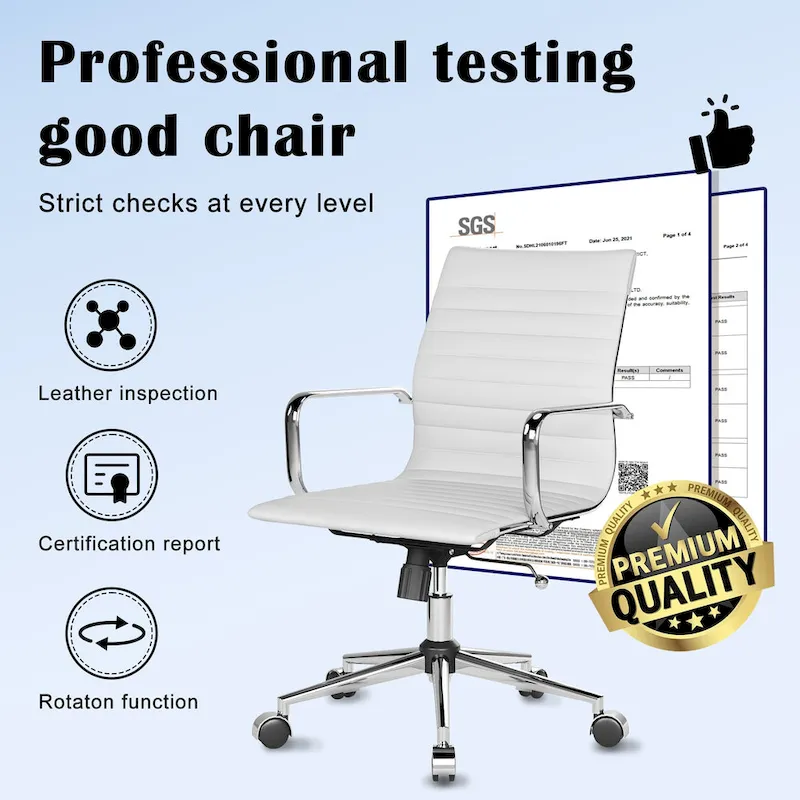 CAROCC Ribbed Computer Office Chair Swivel Lift tilt function Ergonomic Premium Leather Desk Armchair