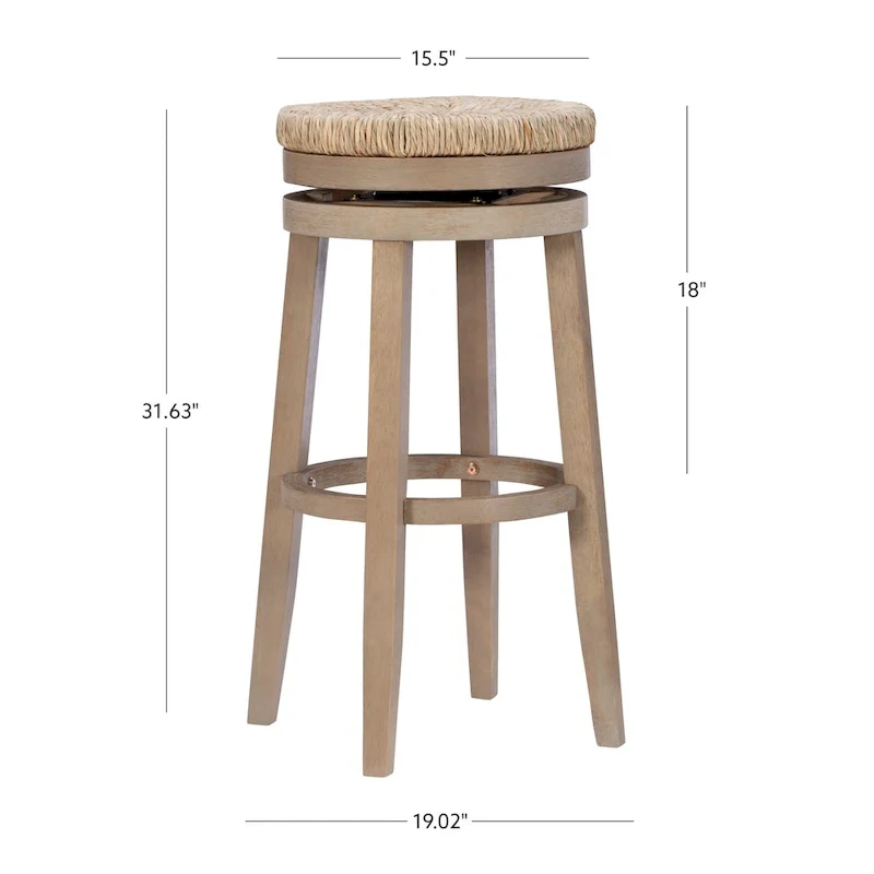 Maya Backless 31-Inch 360-Degree Swivel Bar Stool with Seagrass Seat