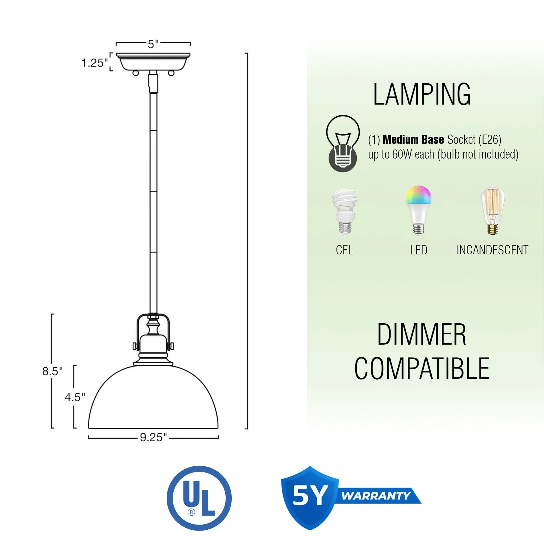 Belle 9 Contemporary Industrial Pendant Light