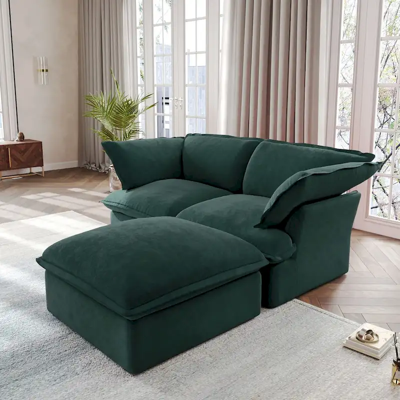 Modular Sectional Sofa Couches, 82.66 Velvet Loveseat Sofa with Ottoman