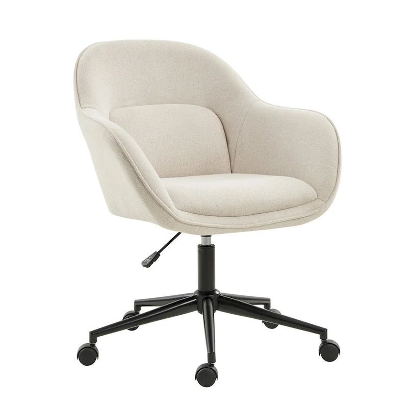 Victoria Curved Backrest 0ffice Chair Rotatable With Casters And Metal Base by HULALA HOME
