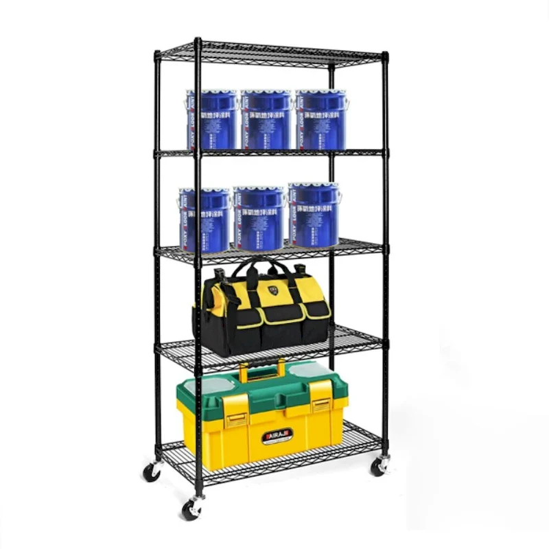 5-Tier NSF-Certified Steel Wire Shelving with Wheels Black - (35.43 x 17.72 x 70.87)