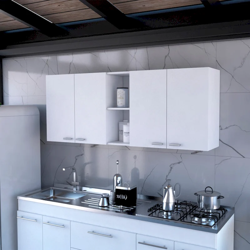 FM Furniture Winslow 150 Wall Cabinet, Four Doors