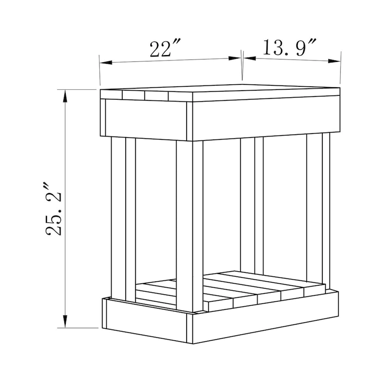 Rustic Farmhouse Solid Wood Accent End Table Sofa Side Table - 11 W x 26 H