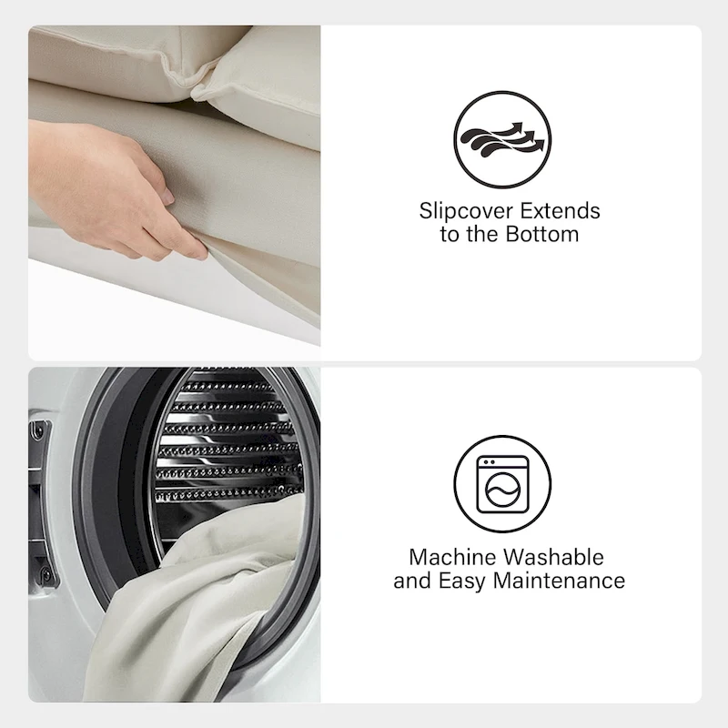 Elias Modern Slipcovered Sofa with Cup Holder and Reversible Cushions by HULALA HOME