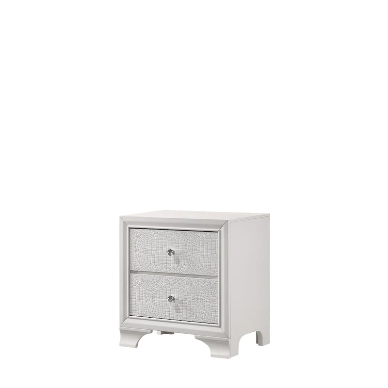 Kym 4 Piece Frost LED Faux Leather Upholstered Tufted Panel Bedroom Set