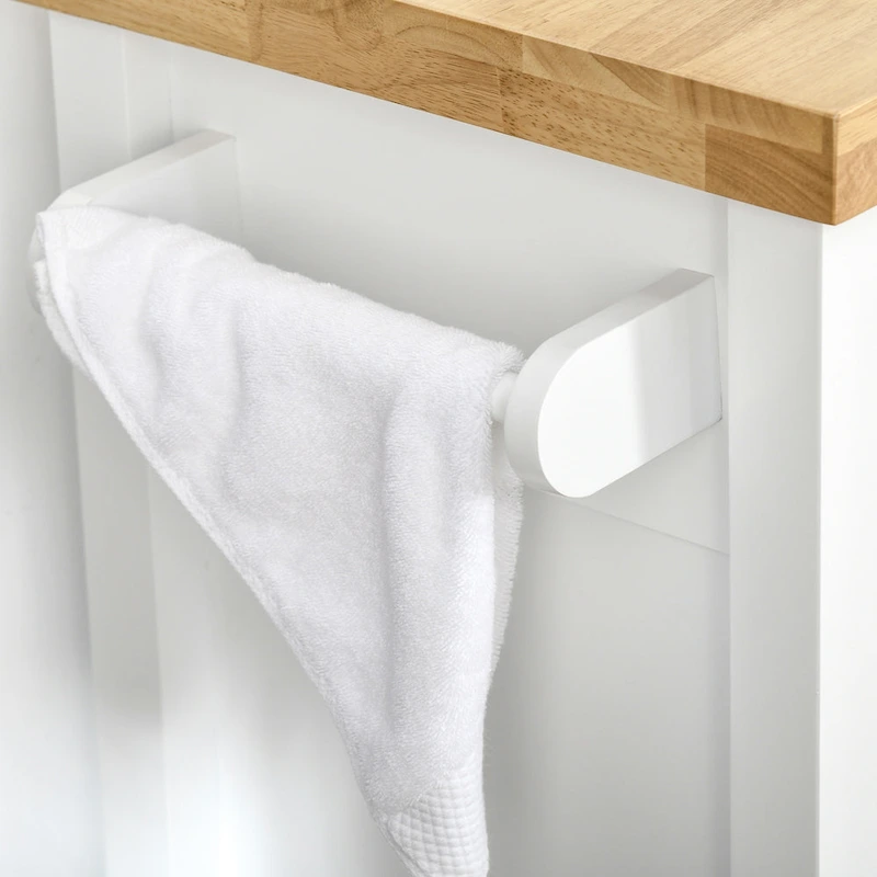 HOMCOM Utility Kitchen Cart, Rolling Kitchen Island with Smooth Rubberwood Top, Narrow Butcher Block Surface on Wheels