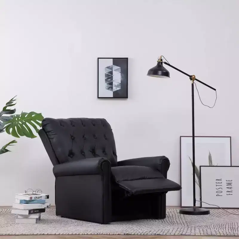 vidaXL Reclining Chair Black Faux Leather