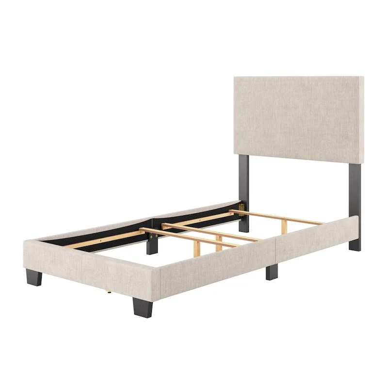 Modern Single/Twin Upholstered Bed with Padded Headboard - Box Spring Required