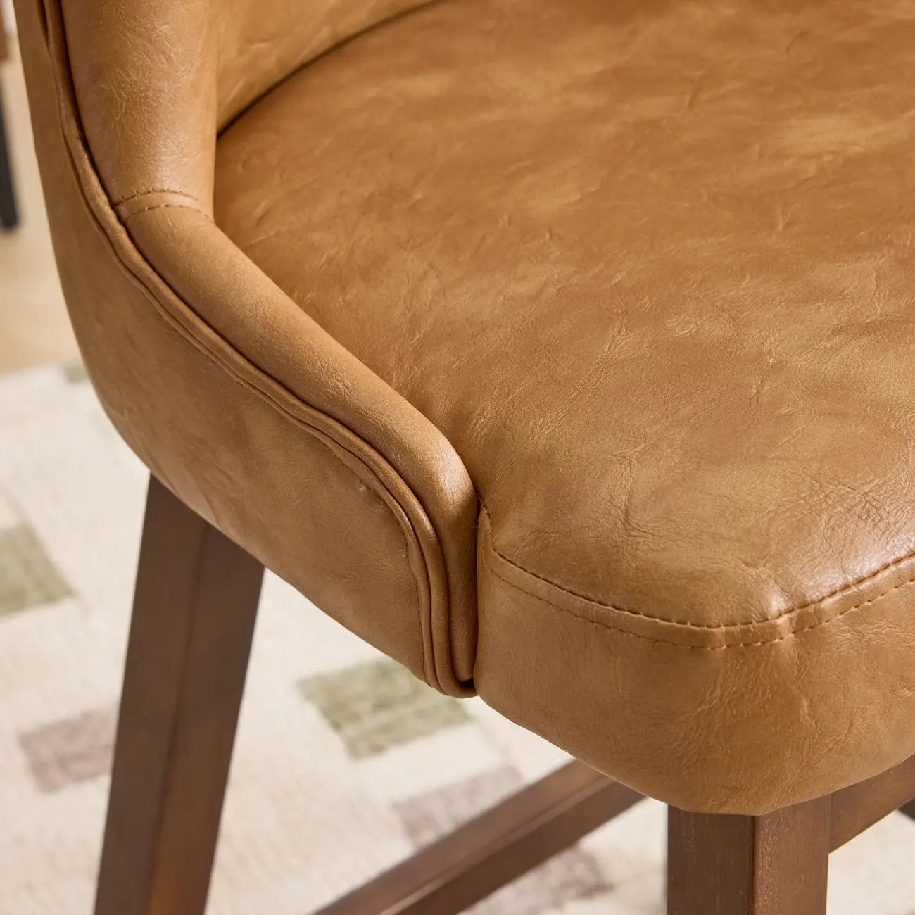 Set Of 2 Bar Height Mid-century Modern Upholstered Bar Stools