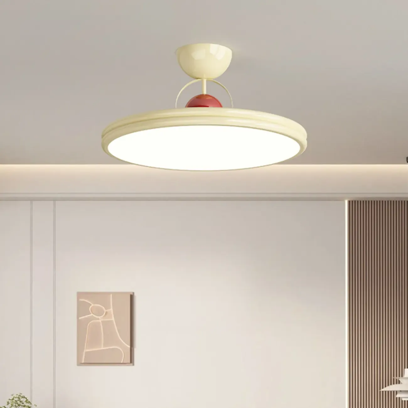 Dimmable Circle Semi-Flush LED Ceiling Light for Bedroom