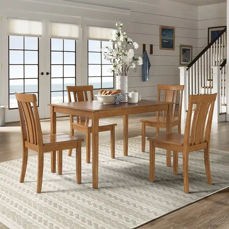 Wilmington II 48-Inch Rectangular Oak Finish 5-Piece Dining Set