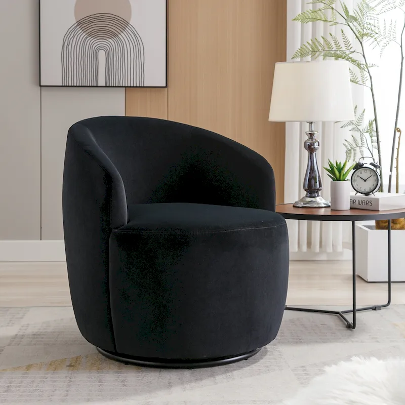 25.6  Swivel Barrel Chair with Black Coating