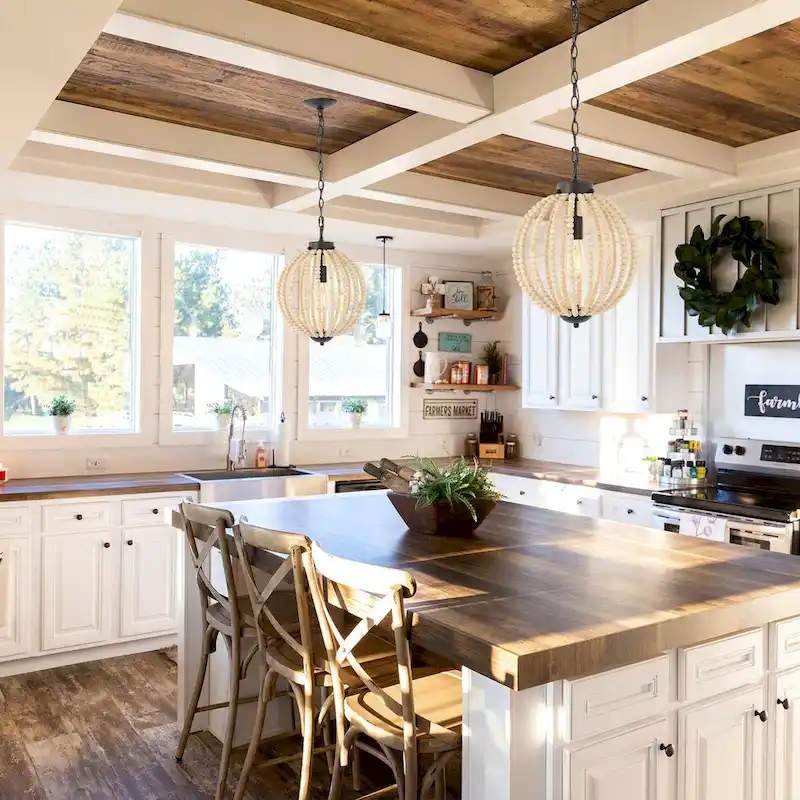 Alba 12.5  1-Light Rustic Bohemian Iron/Wood Bead LED Pendant, Oil Rubbed Bronze/Brown by JONATHAN Y