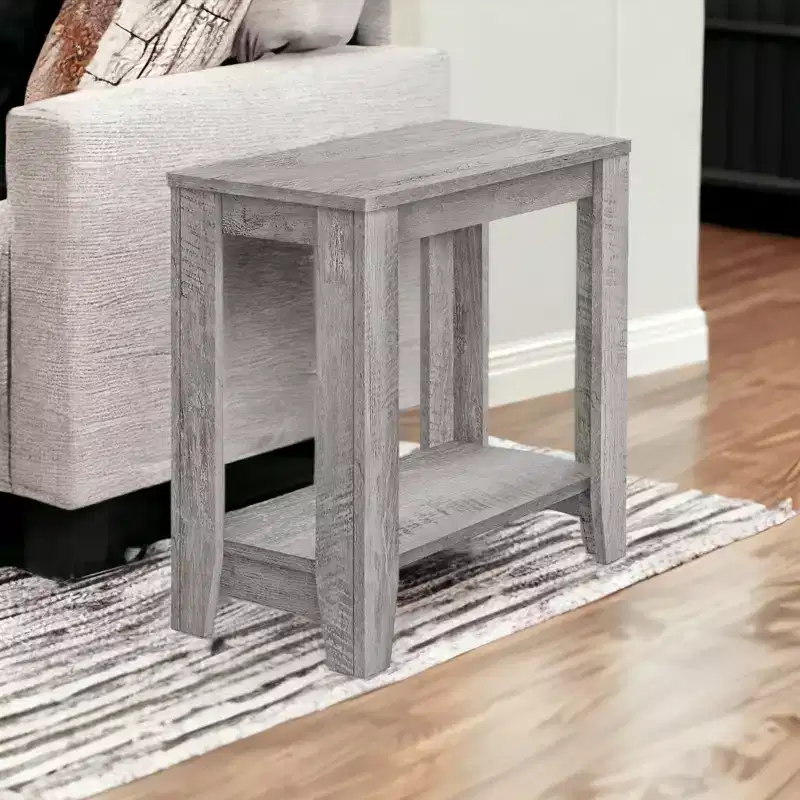 HomeRoots 22 Gray Wood End Table With Shelf