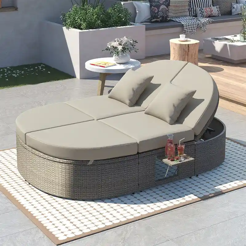 Patio 2-Person Daybed with Cushions and Pillows