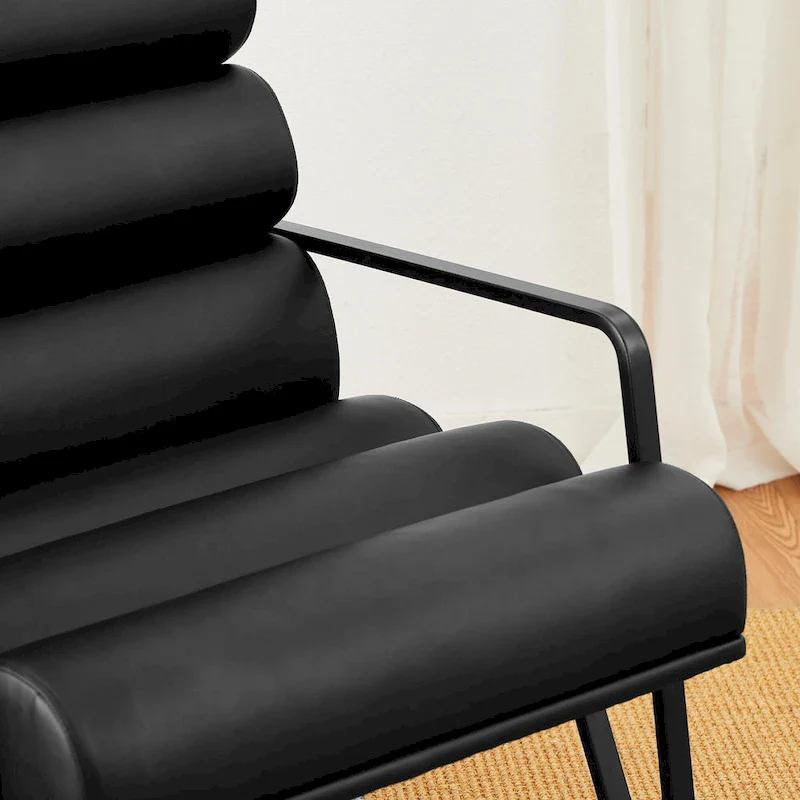 26.75W Modern Comfy PU Leather Accent Chair with Metal Frame