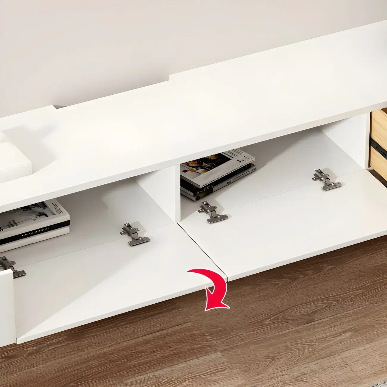 Modern Solid Wood Floating TV Stand with Drawers