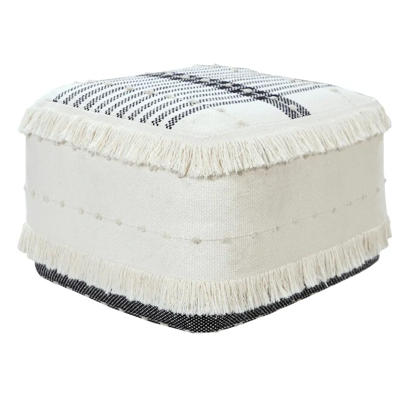 HomeRoots 18 White 100% Cotton Ottoman