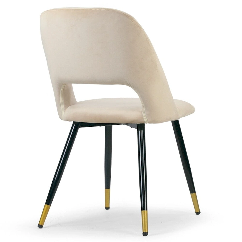 Set of 2 Ania Beige Velvet Dining Chair with Golden Accented Legs