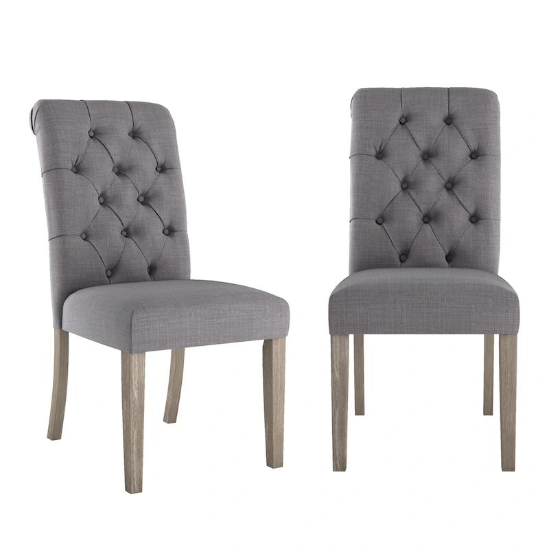 Krakova Tufted Rolled Back Parsons Chairs (Set of 2)