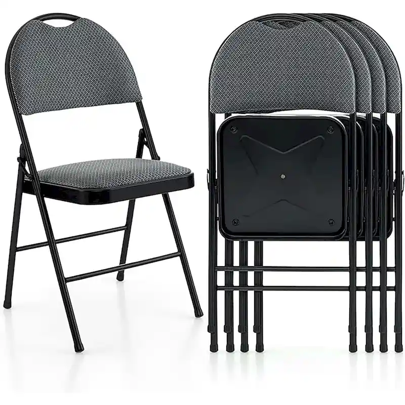 2/4 Pack Folding Chairs Portable Padded Office Kitchen Dining Chairs