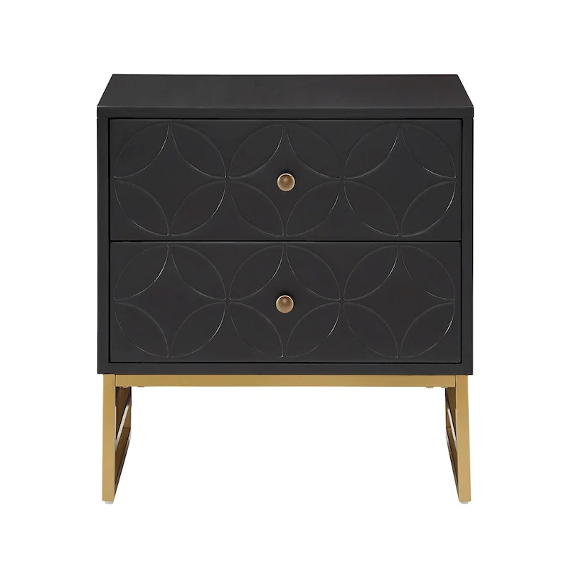 Arched Diamond 2- Drawer Gold Metal End Table