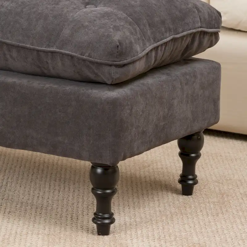 Jeremy Tufted Fabric Ottoman by