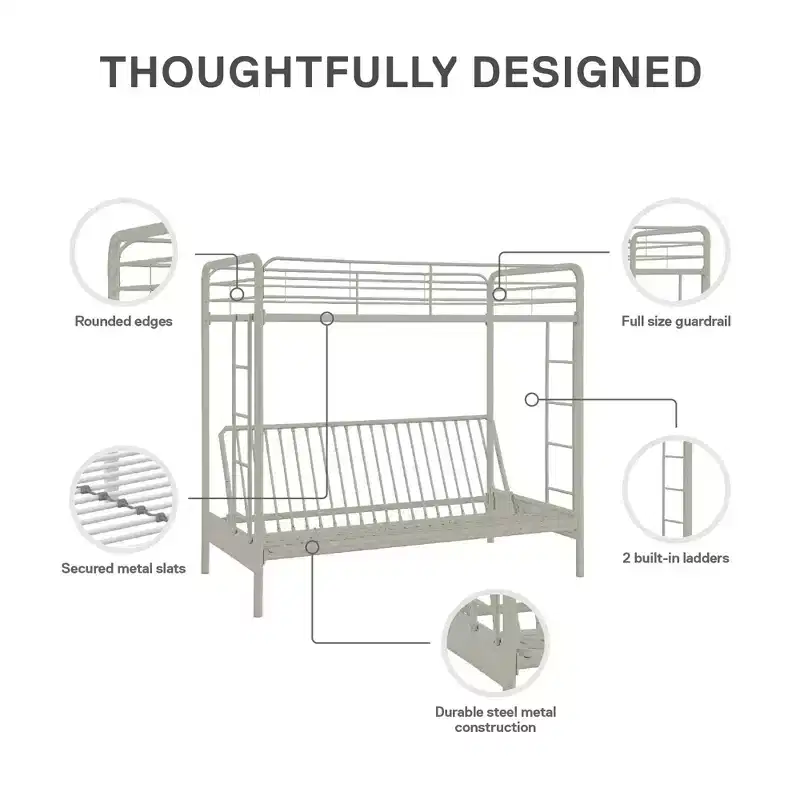 DHP Twin Over Futon Metal Bunk Bed