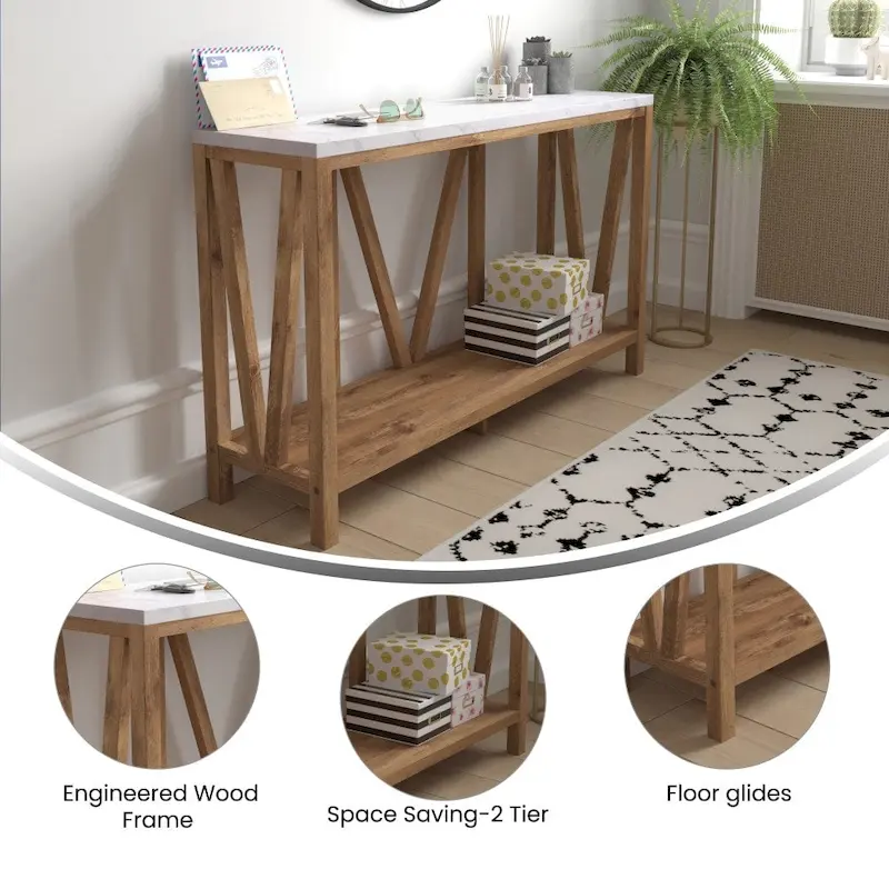 Farmhouse Style Rustic Entryway Console Table