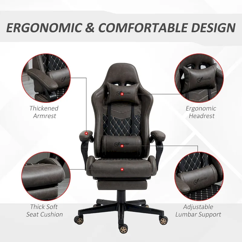 Vinsetto Gaming Chair Racing Style Office Ergonomic Chair Adjustable Height Swivel Recliner High Back PC Computer Desk Chair
