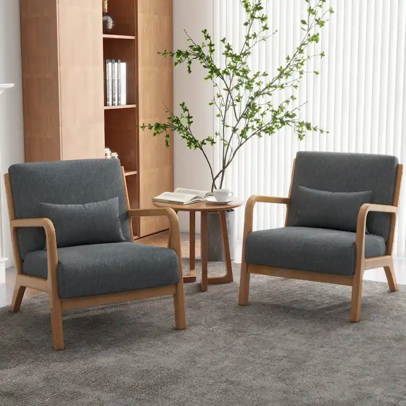 Upholstered Armchair Accent Chairs with Pillows Set of 2