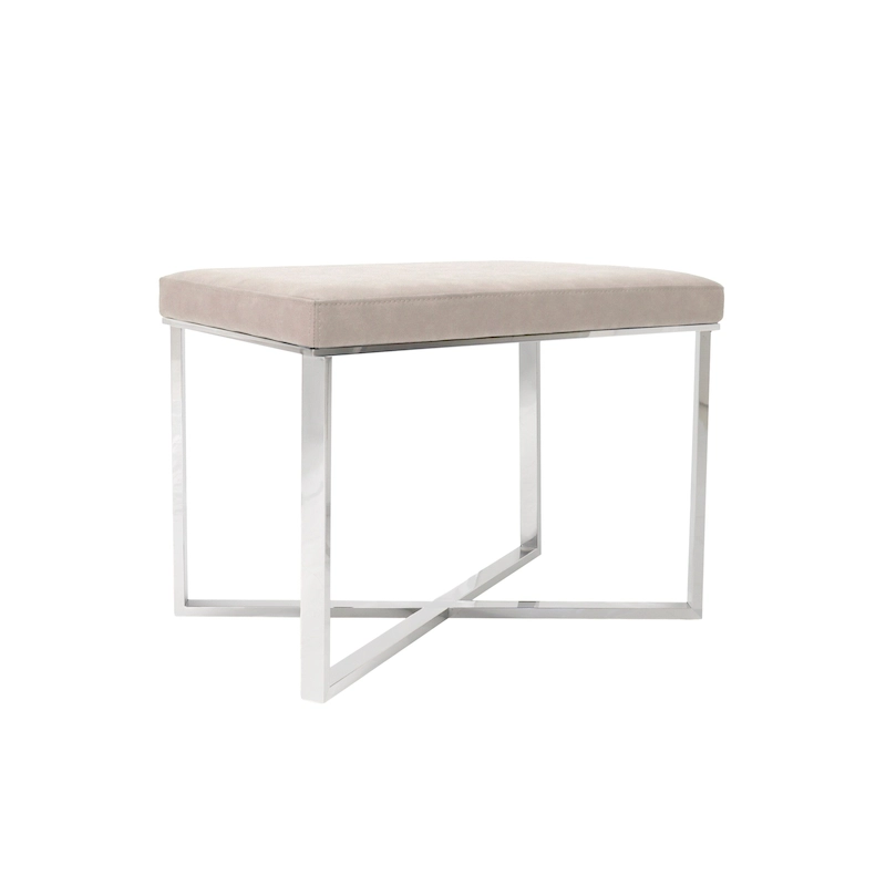 Pasargad Home Luxe Stool with Stainless Steel Base