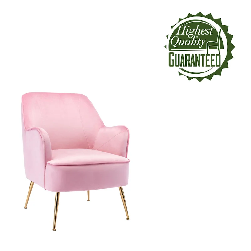 Velvet Upholstered Accent Chair with Gold Chrome Legs